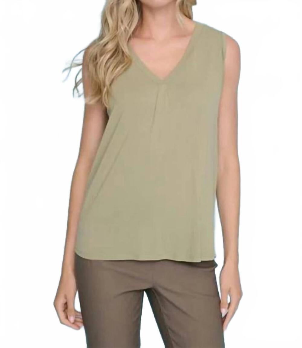 NEW PICADILLY basic v-neck tank in green